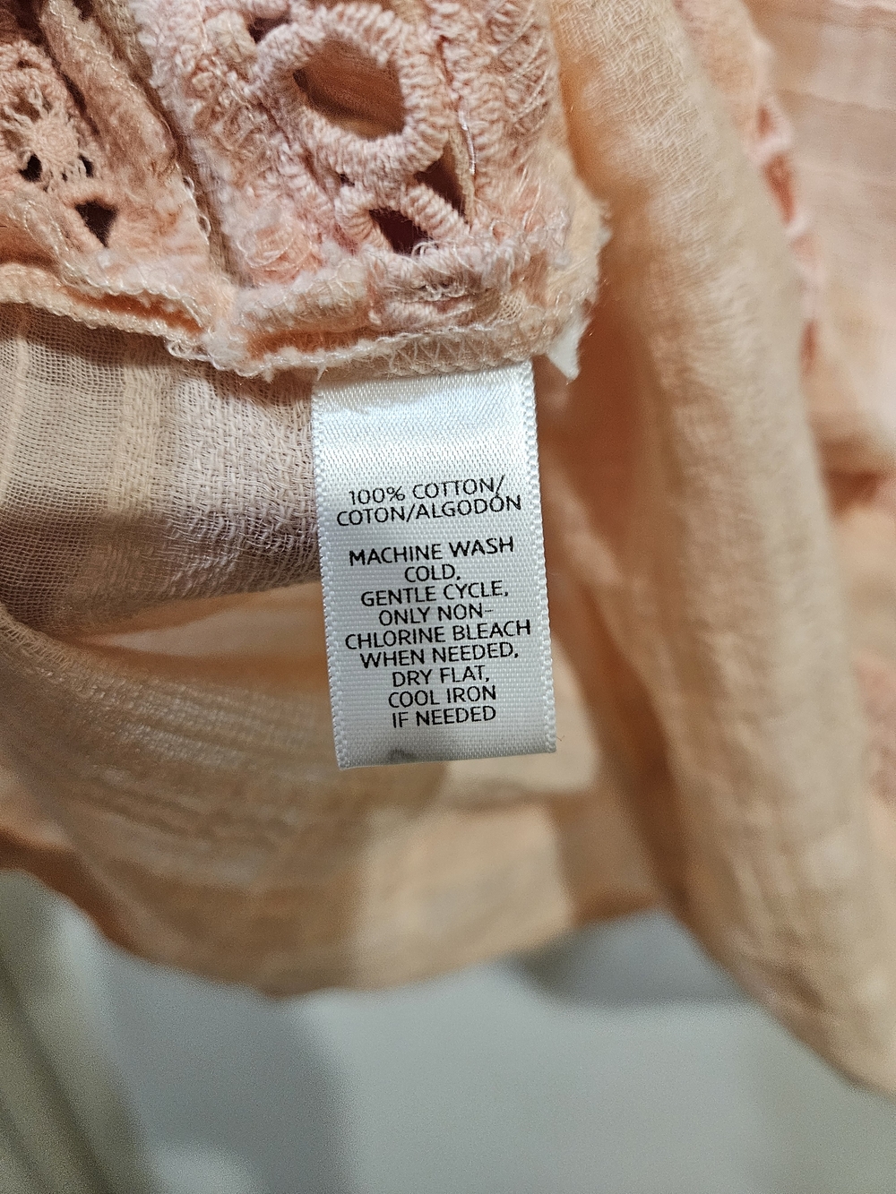 LOFT Peach Crochet-Trim Peasant Blouse - Picture 4 of 4